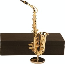 Miniature Saxophone with Stand and Case Brass Mini Musical Instrument Replica Co
