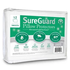Set of 2 Standard Size SureGuard Pillow Protectors - 100% Waterproof, Bed Bug...
