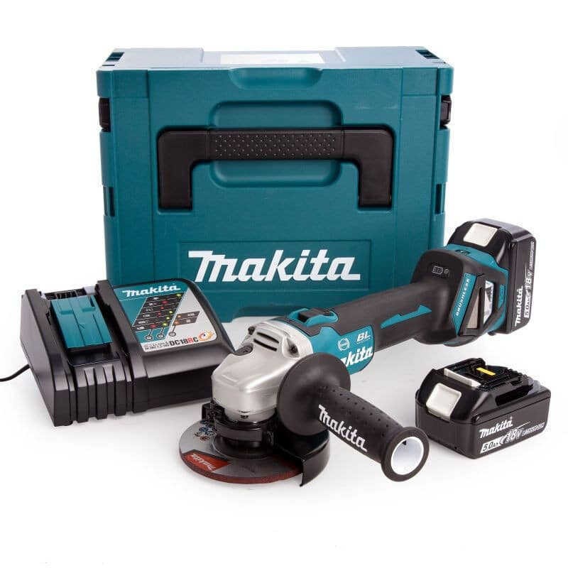 Meuleuse d'angle 18V MAKITA DGA513RTJ avec deux batteries 5Ah en coffret MAKPAC