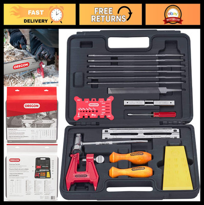 Chainsaw Chain Sharpening Kit with Hard Case - Files, Handles, Depth Gauge & Mor