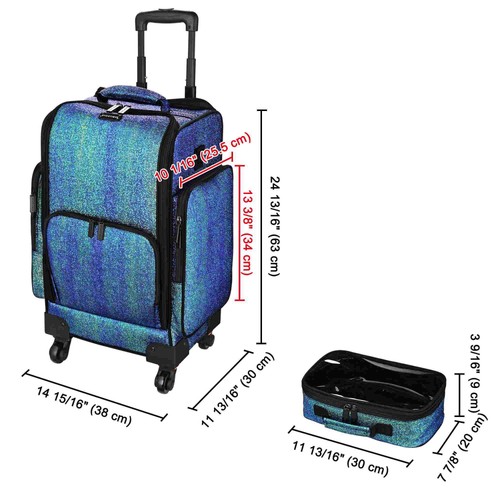 BYOOTIQUE Soft Sided Rolling Makeup Train Case Cosmetic Organizer Trolley Artist - Imagen 7 de 9
