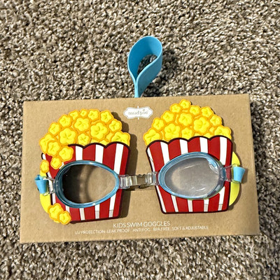 Mud Pie Kids Swim Goggles Blue Popcorn Theme Popcorn Design Swimming Goggles