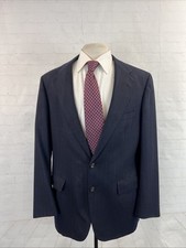 Chaps Ralph Lauren Men's Blazer 42R Navy Blue Stripe Wool Two Button Vint 795