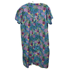 Housecoat Housedress Snap Robe Loungewear USA 24X42 Vintage Duster Floral 2XL
