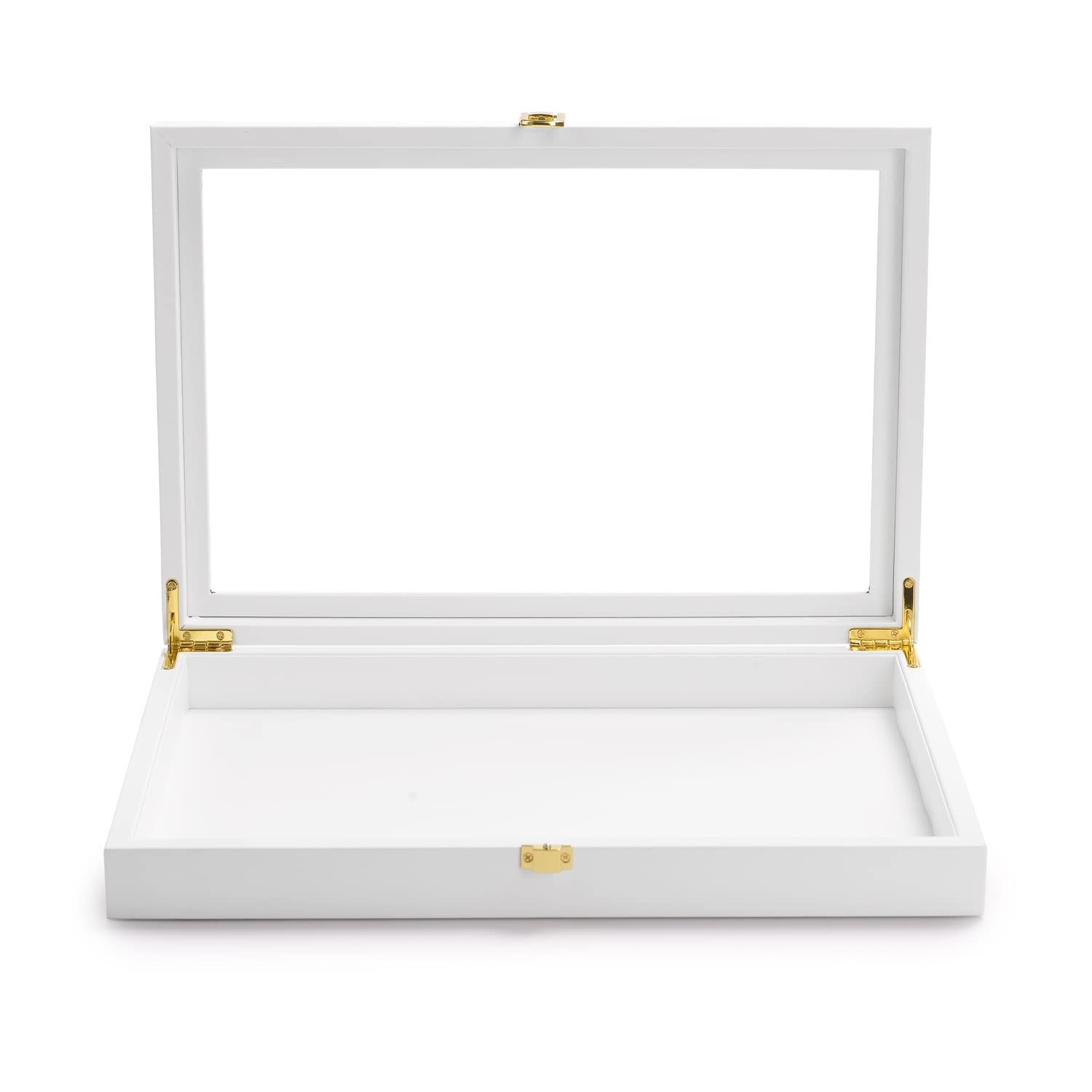 Oirlv White Jewelry Organizer Tray with Acrylic Lid Premium Leather Jewelry B...