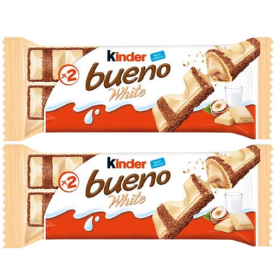 80761761 Kinder Bueno White Wafel w białej czekoladzie z mleczno-orzechowym nadz