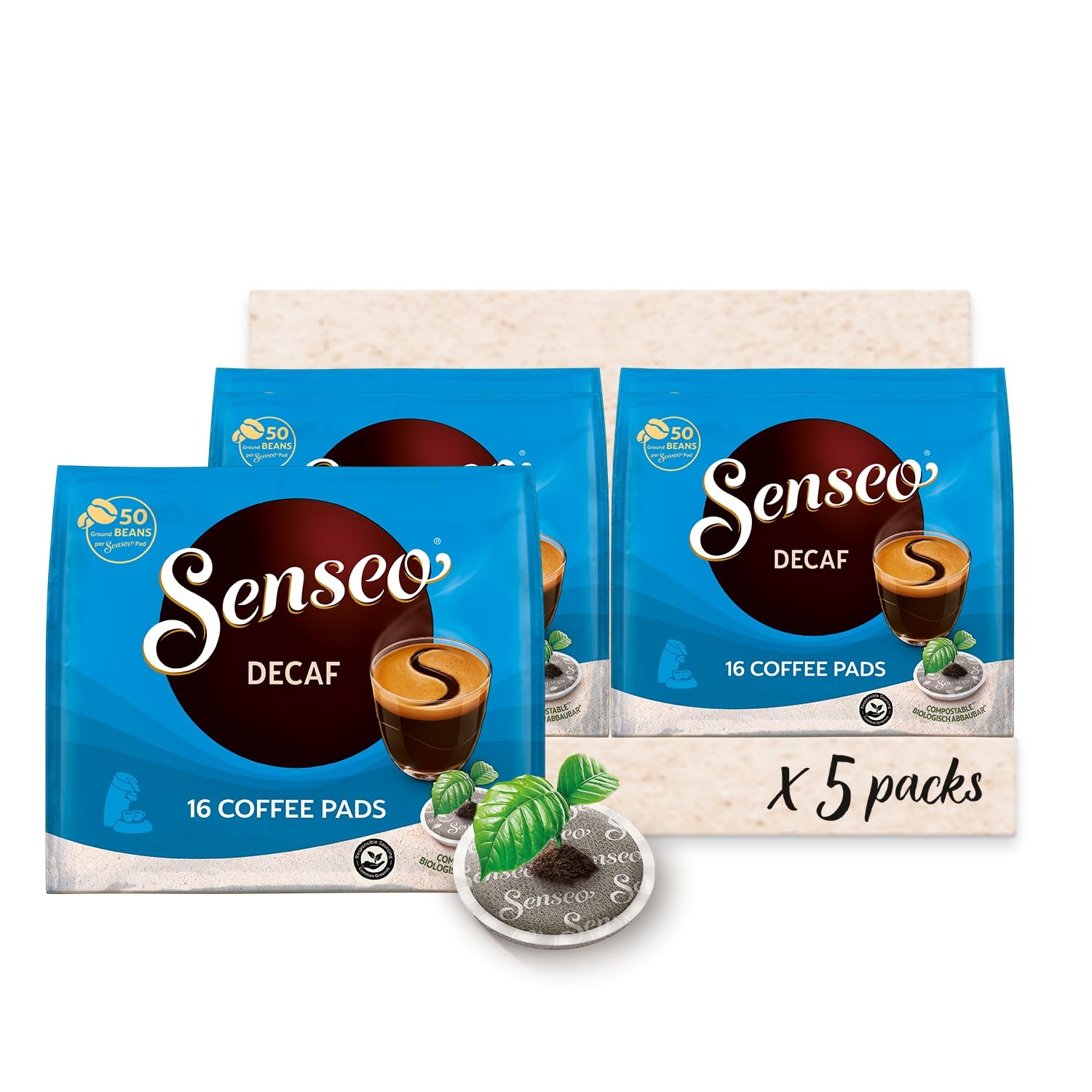 Senseo Decaf Coffee Pods, 16 Count Pack of 5  Single Serve Coffee Pods Bulk P...