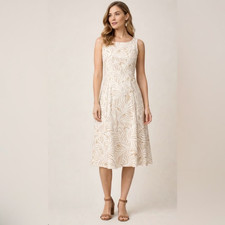 Nicole Miller Womens Linen Blend Sleeveless Shift Dress Leaf Print Size US 8 NWT