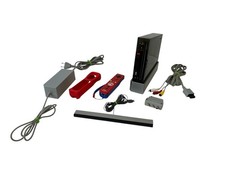 CONSOLE NINTENDO WII Nera COMPLETA DI CAVI E CONTROLLER ORIGINALE