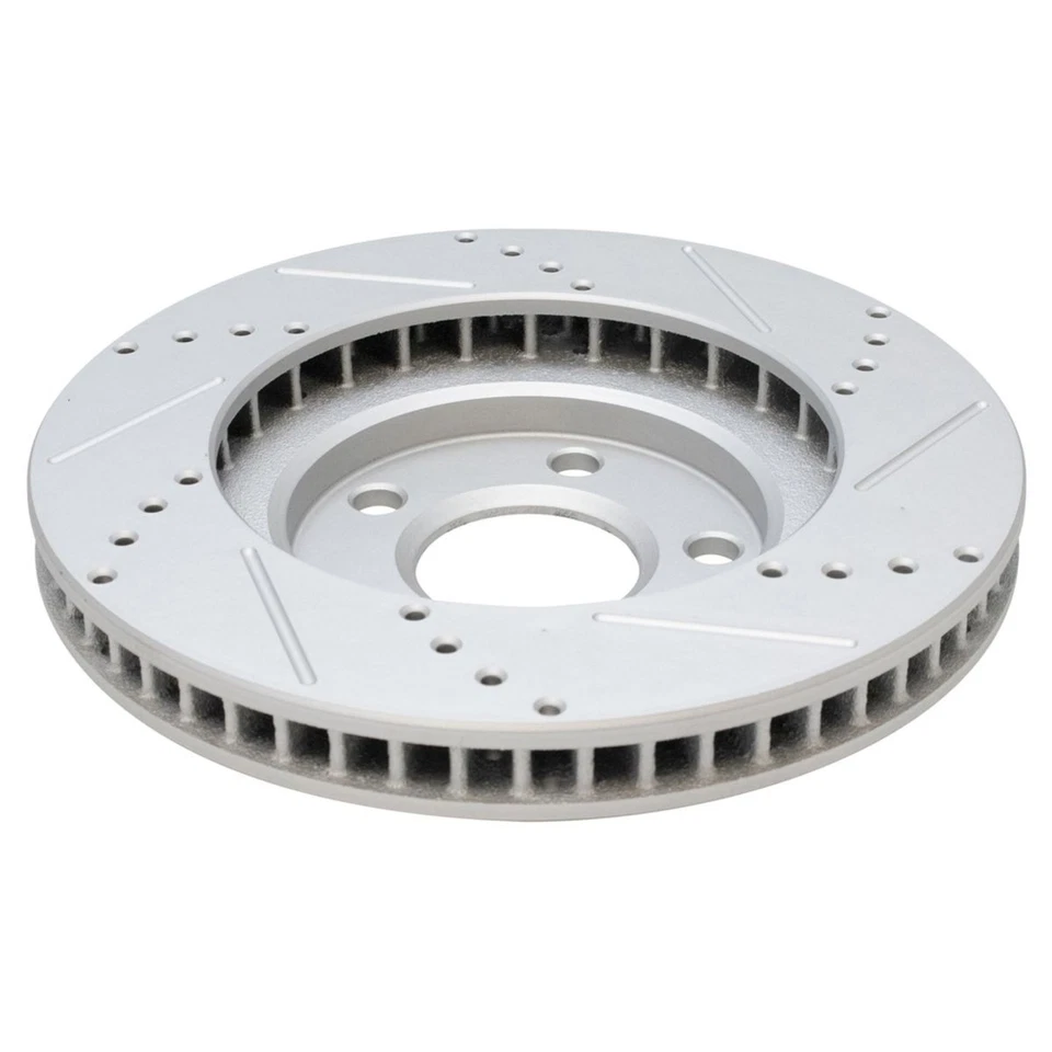 Par de rotor de freno perforado ranurado delantero recubierto para Chevy Buick Cadillac Foto 3 de 4