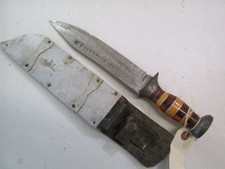 WWII US FIGHTING KNIFE VET MADE MARKED POMMLE JAMES V. HENRY & SCABBARD #L113