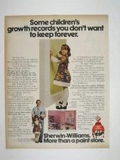 Sherwin-Williams 1970s Vintage Ad Children Growth Record Paint