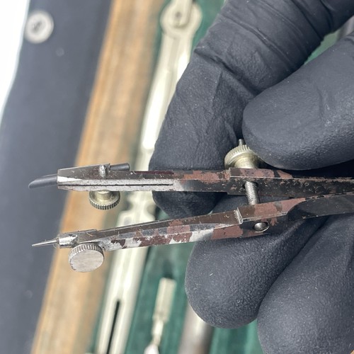 Vintage German Drafting Compass Set B-48 Drawing Tools Kit Germany Architecture - Picture 9 of 13