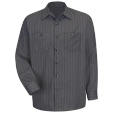 Red Kap Men's Long Sleeve Industrial Striped Work Shirt