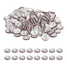 10mm Rondelle Spacer Bead, 200 Pcs Rhinestone Loose Bead, Silver/Purple