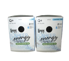 New 4 Pairs Women's Leggs Sheer Energy Black Medium Support Pantyhose Tights Q 