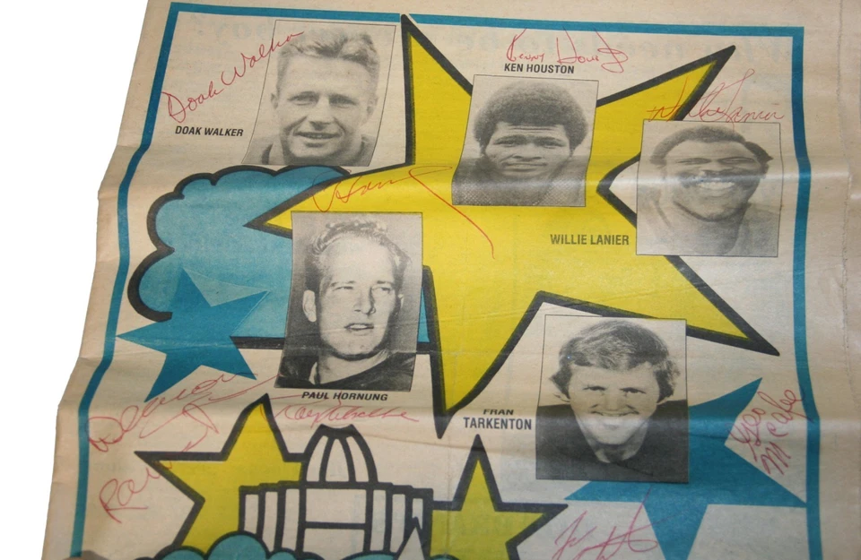 Periódico firmado por la corte de fútbol profesional 1986 x11 Bobby Layne Doak Walker +9 Foto 3 de 4