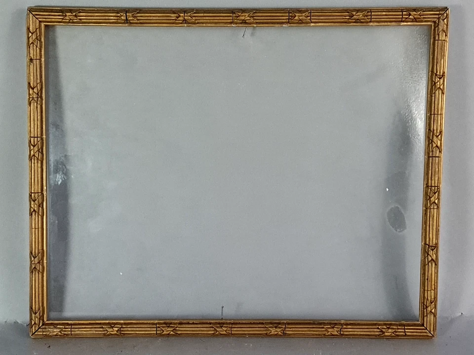 Cadre ancien +verre 36,5x29 cm, feuillure: 34x27 cm bois stuc doré C796 - Photo 2/4