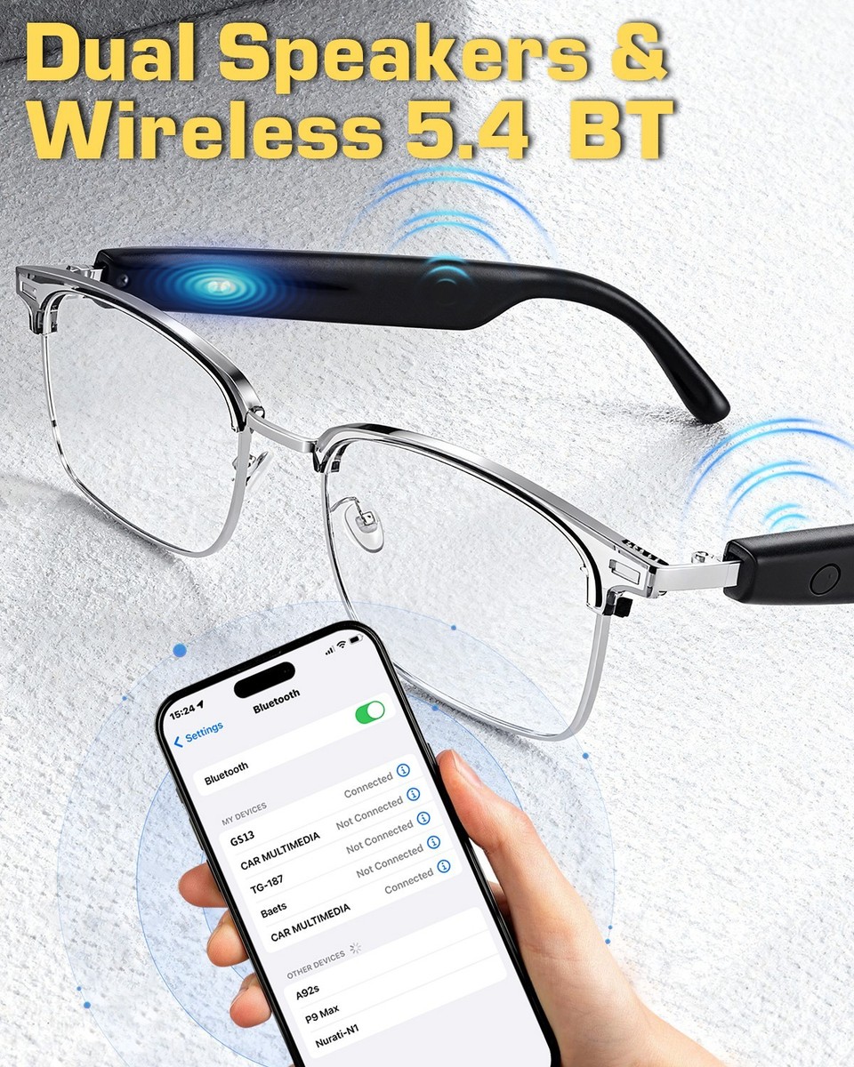 Smart Glasses With Bluetooth Audio & Polarized Lenses - Open-Ear Headphones For Sports & Driving