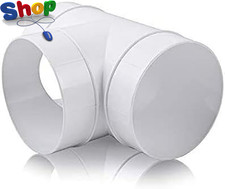 Image of 100Mm round Ducting Tee Connector – 4” White Plastic Ventilation Pipe T-Piece fo