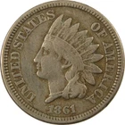 1861 Indian Head Cent F Fine Details Penny 1c Coin SKU:CP1266
