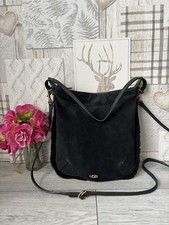 UGG SHOULDER BAG Black SUEDE WITH SHEEP SKIN TRIM Cross Body Bag