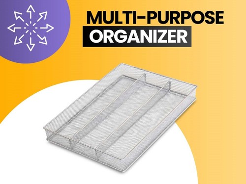 Metal Silverware Organizer for In-Drawer Cutlery Storage, 5 Compartment Mesh ... - Picture 5 of 5