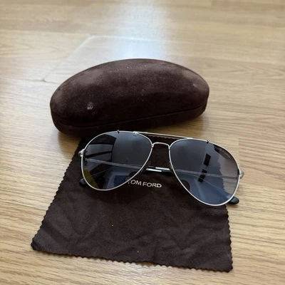 TOM FORD Black Silver TF497 58 14 Indiana Sunglasses Protection Case Logo - Image 1 of 4