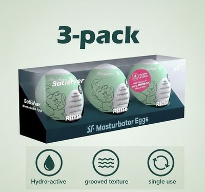 Satisfyer Masturbator Egg 3 Pack Set (Riffle) Green