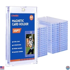 60 Magnetic Card Holders - 35pt Premium Protectors, UV-Blocking Anti-Scratch