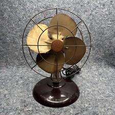 Vintage GE General Electric 9.5” Desktop Fan FM8S31 Brass Blade Tested Working