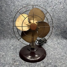 Vintage GE General Electric 9.5” Desktop Fan FM8S31 Brass Blade Tested Working