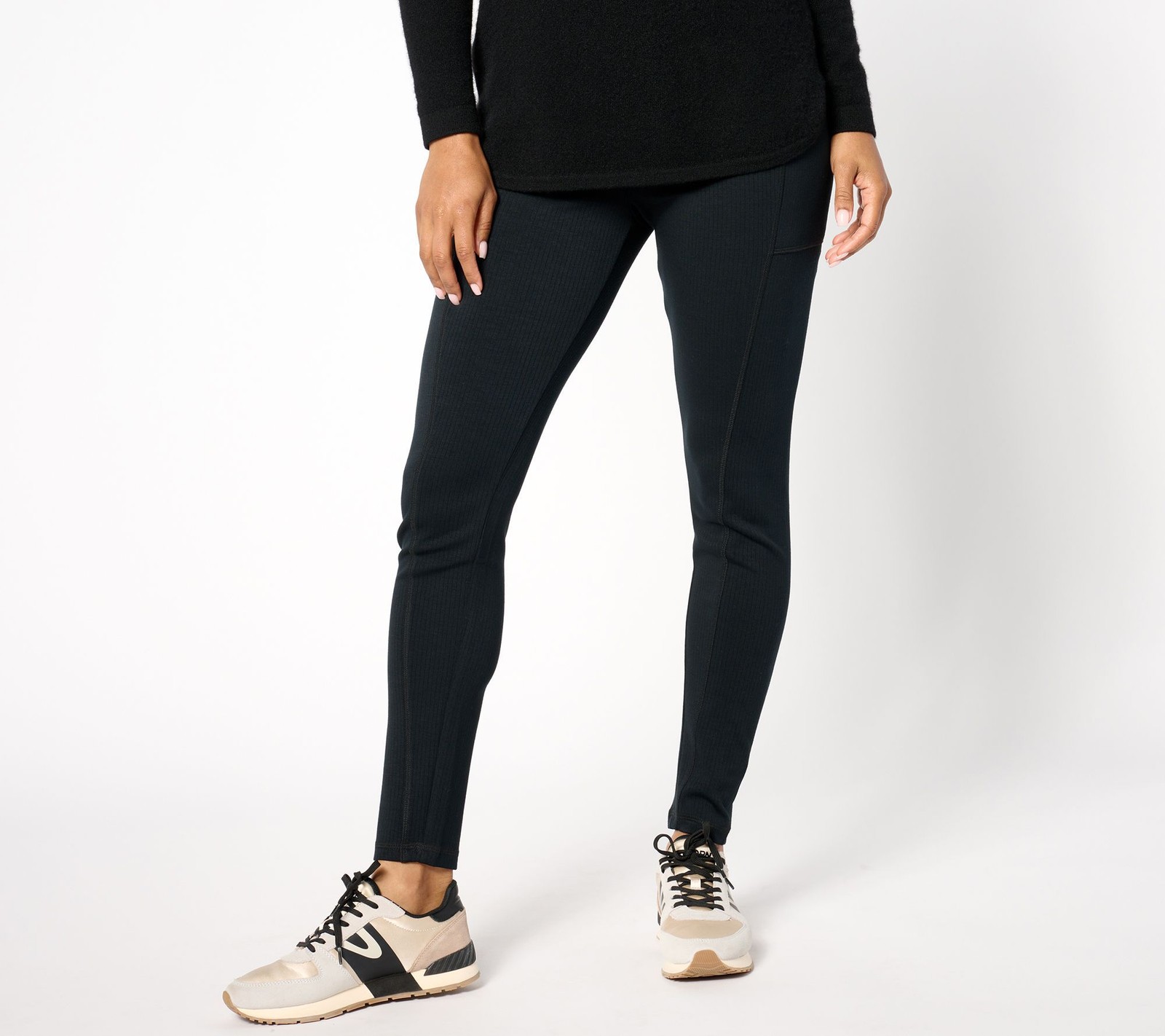 Maya J Women's Petite Pants PL LOGO Life by Lori Goldstein Front Black A659313