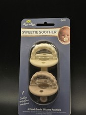 0m Sweetie Soother Itzy Ritzy 2 Food Grade Silicone Pacifiers New Cream Color