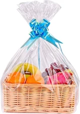 15 Pack Large Clear Cellophane Gift Bags 24"x30" Thick Wrap for Baskets & Gifts