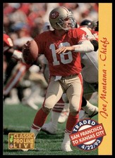 1993 Pro Line Live Joe Montana #124 Kansas City Chiefs - Near Mint or Better