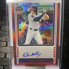 2025 Panini Stars & Stripes USA Baseball #NTS-EH Ethan Holliday Auto Red Foil/99