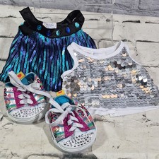 Build A Bear Clothing Lot Sketchers Twinkle Toes Shoes Sequined Sparkle Tops