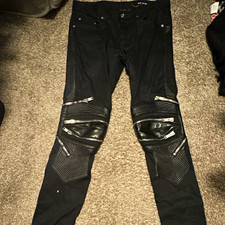 Saint Laurent Paris Men s Black Skinny Biker Jeans Zipper Knee Panels 30
