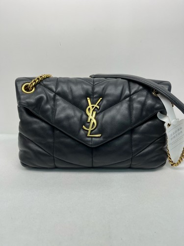 YSL Saint Laurent Black Loulou Puffer Shoulder Bag For Women