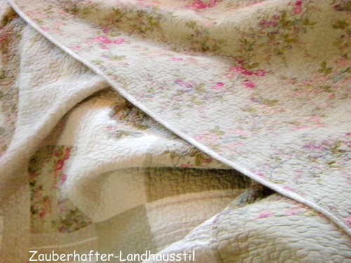 Tagesdecke FLOWER PINK 180x260 cm Creme Pink Sofaüberwurf Baumwolle - Bild 3 von 6