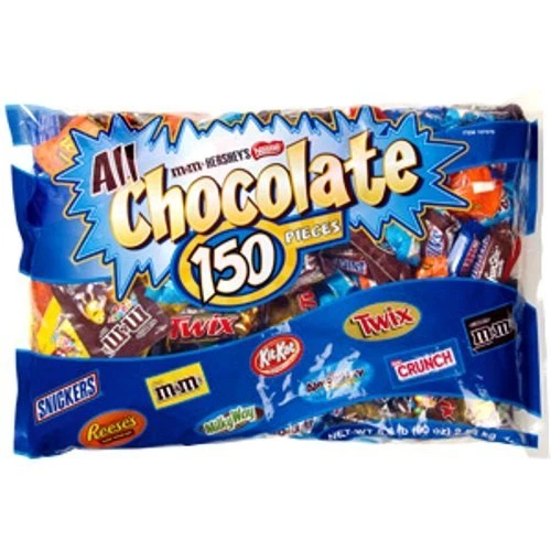 5+ LBS BIG CHOCOLATE Candy bag 150 bars Hershey's Nestle Reeses  M&M's Kit Kat