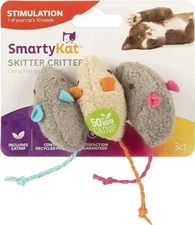 SmartyKat  Skitter Critters Catnip Cat Toys Gray/Cream, 3 Count pk Stimulation