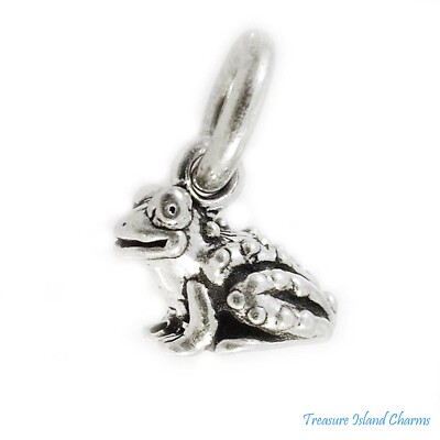 Small Frog Bullfrog Toad 3D 925 Solid Sterling Silver Charm Pendant MADE IN USA