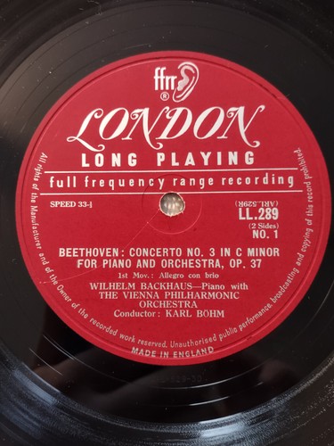 Beethoven Piano Concert No. 3 in C MInor. Wilhelm Backhaus and Vienna Vinyl LP. - Picture 3 of 4