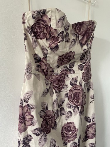 Ladies Coast Dress Strapless Bodycon Mini Short Floral White Wedding Size 10 - Picture 6 of 12