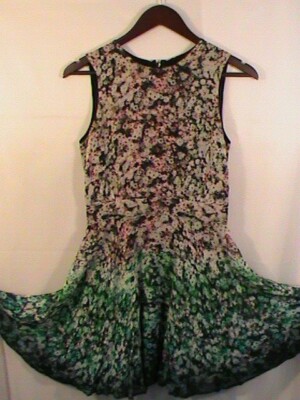 french connection green floral dress Eve Crepe Scoop Neck Midi Dress Apple Green Multi