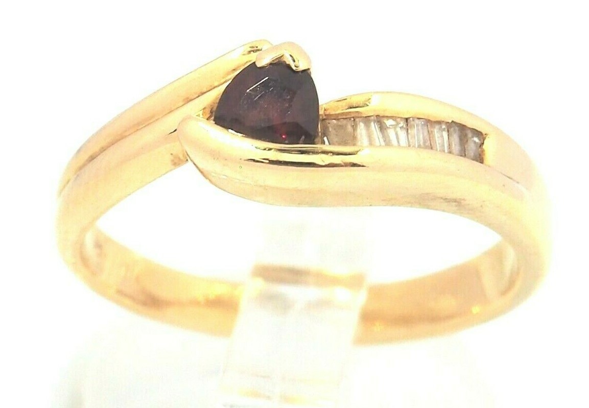 Ruby & Diamond 18ct Yellow Gold Crossover Band Ri… - image 1