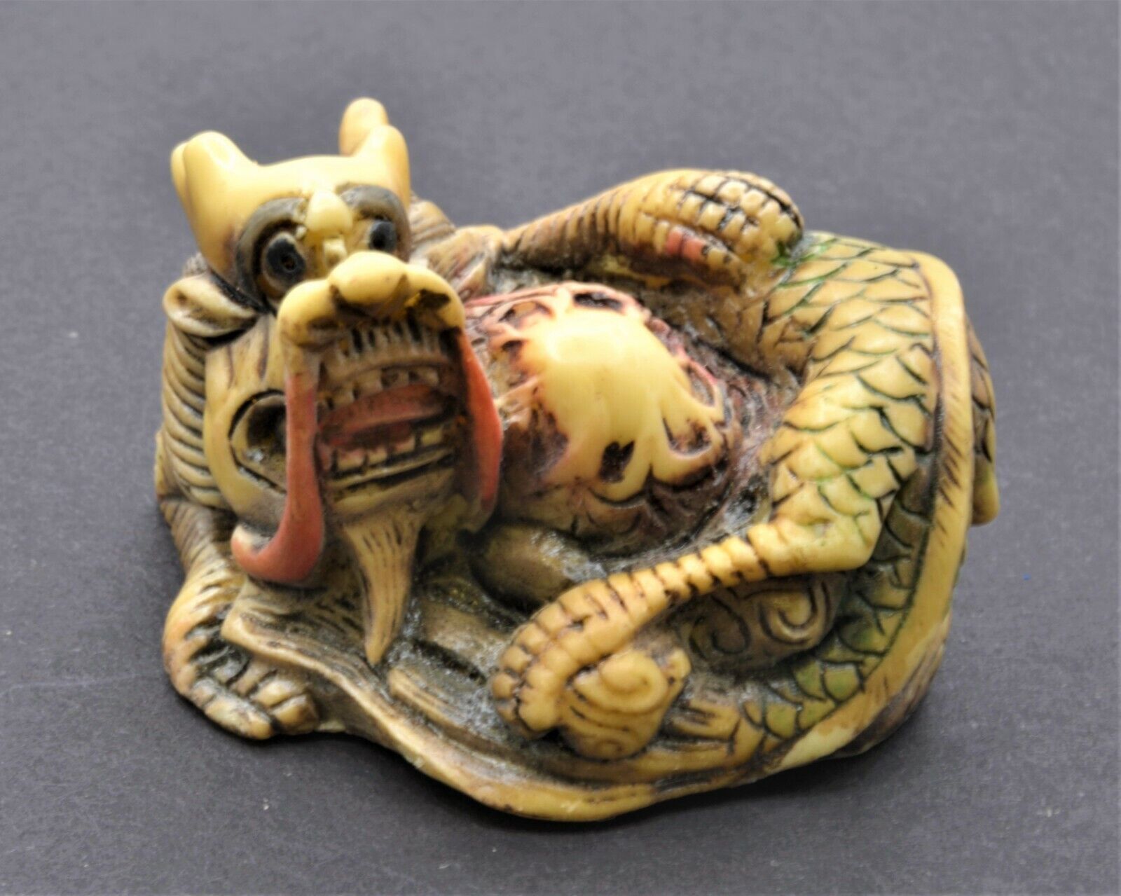 Vintage Hand Made Resin Dragon Figurine. Okimono Japanese Design. Free Shipping 