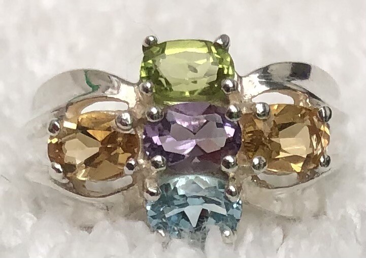 Sterling Silver (925) Multi Gemstone Ring - image 2